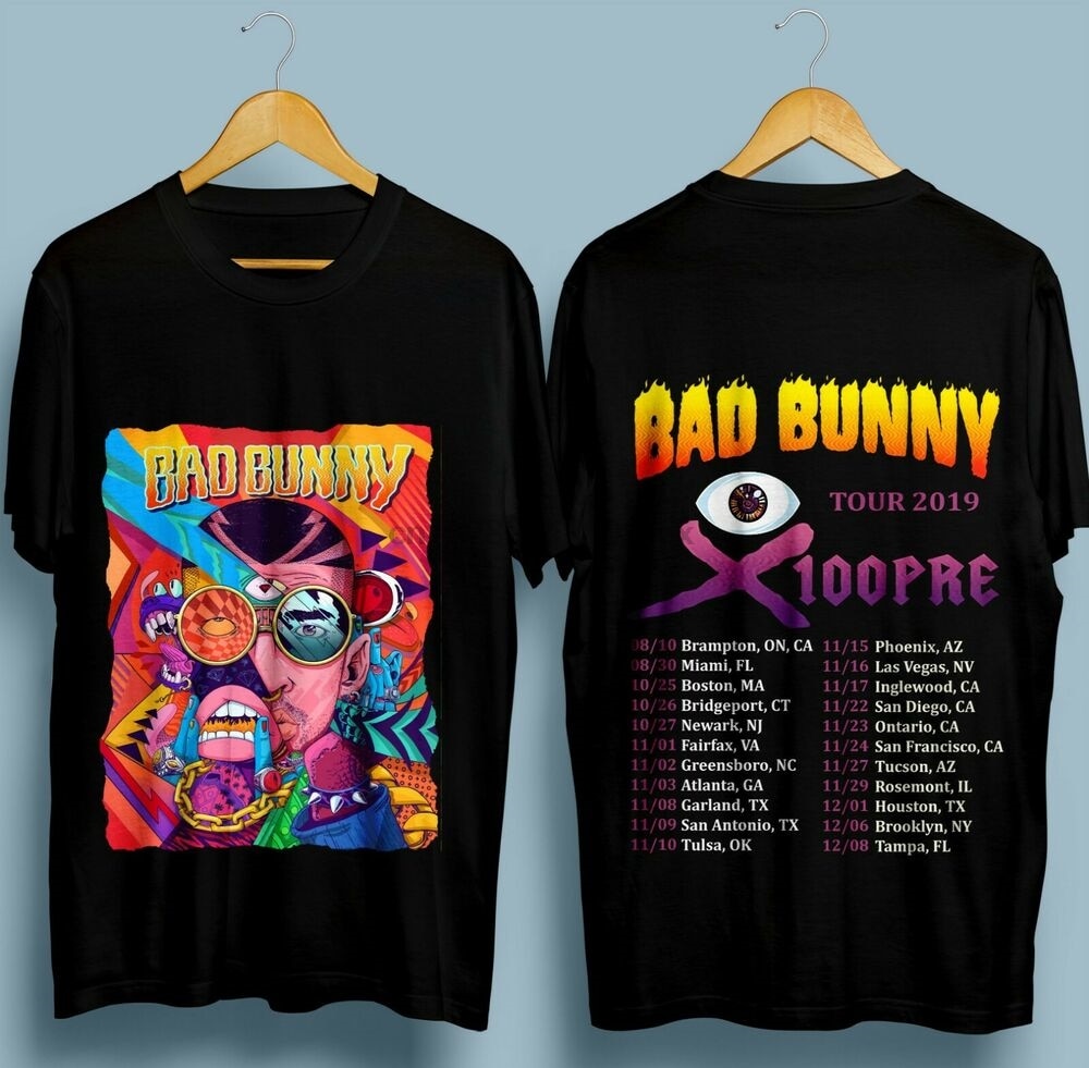 New Bad Bunny X100Pre Tour Aug Dec 2019 With Dates Tour T Shirt Size S 3Xl - Bad Bunny Store