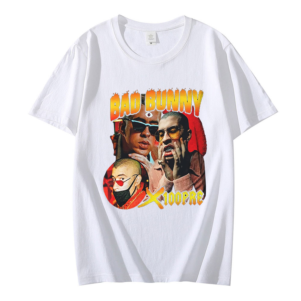 Man Tshirt Graphic Hip Hop Top Tees Vintage Rapper Bad Bunny Yhlqmdlg T Shirt Men Unisex Cotton Harajuku Causal T-Shirt