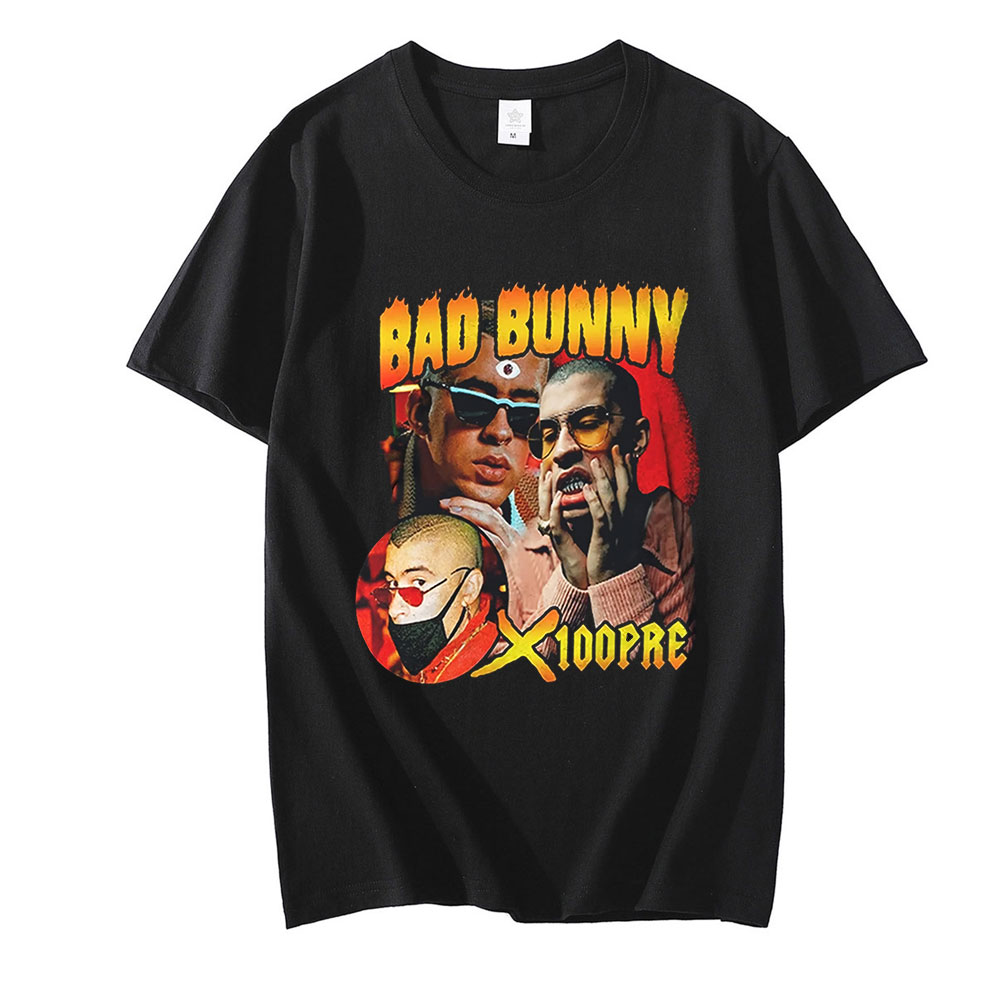 Man Tshirt Graphic Hip Hop Top Tees Vintage Rapper Bad Bunny Yhlqmdlg T Shirt Men Unisex Cotton Harajuku Causal T-Shirt