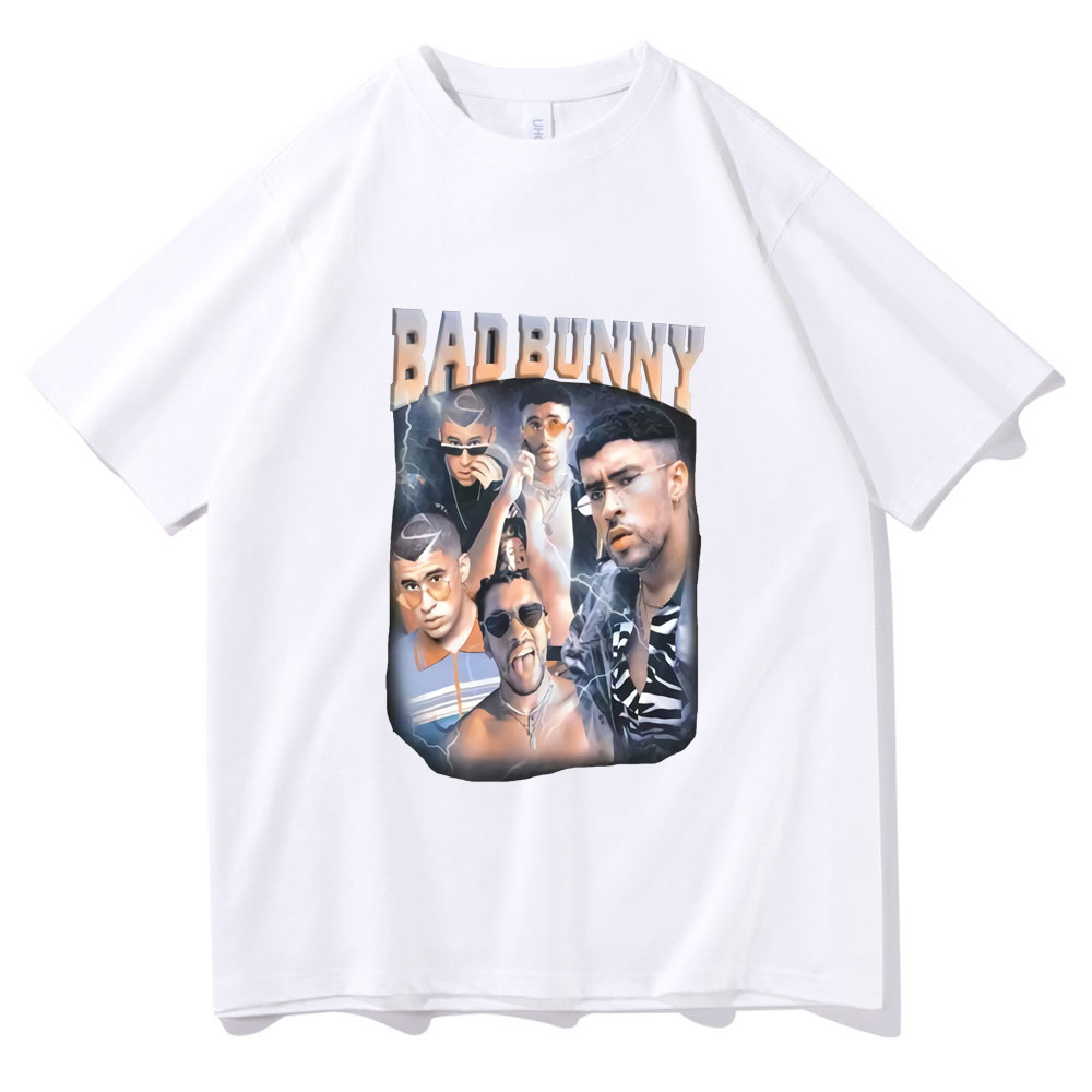 Unisex T Shirts Men Women Fashion Trend Tshirt Hip Hop Rapper Bad Bunny Pattern Print T-Shirt Currently Popular Tee Short Sleeve