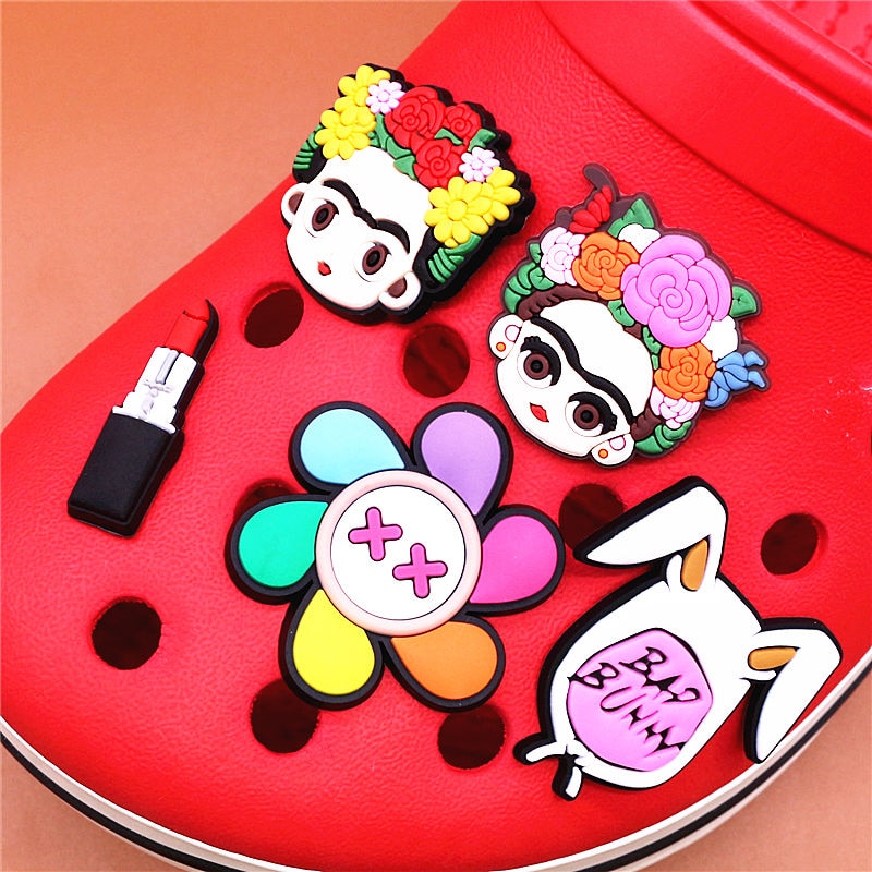 1pcs Bad Bunny Shoe Charms Colorful Windmill Flower Girl Lipstick Slipper Accessories Decoration Fit Croc Jibz 5 - Bad Bunny Store