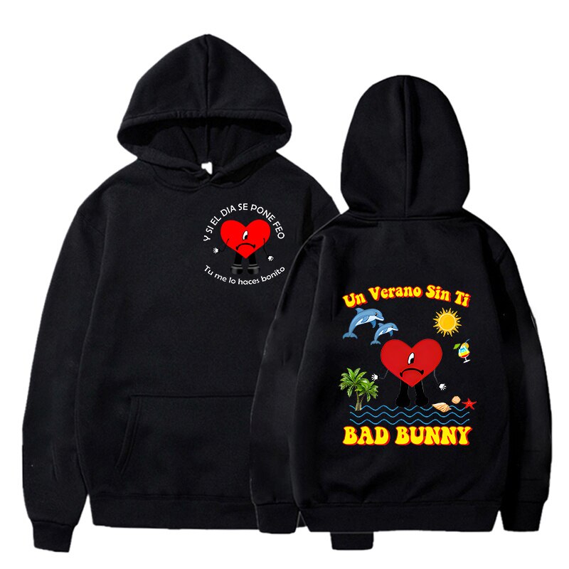 Bad Bunny UN VERANO SIN TI Graphics Double Sided Printed Hoodie Men Women Keep Warm Sweatshirts 3 - Bad Bunny Store