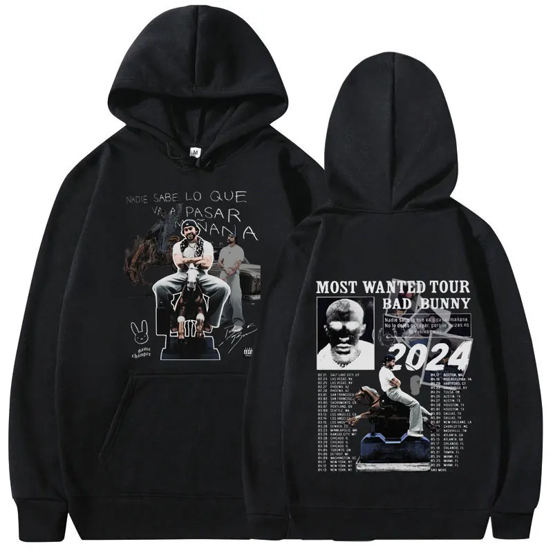 Bad Bunny Hoodies Most Wanted Tour 2024 Nadie Sabe Lo Que Va A Pasar Manana Sweatshirts - Bad Bunny Store