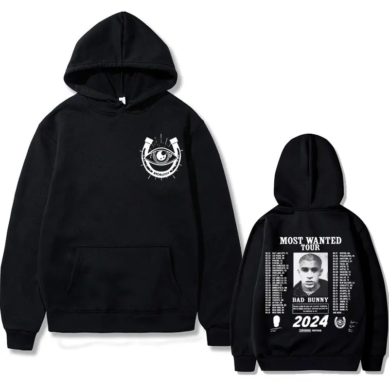 Hip Hop Rapper Bad Bunny 2024 Most Wanted Tour Hoodie Men s Nadie Sabe Lo Que - Bad Bunny Store