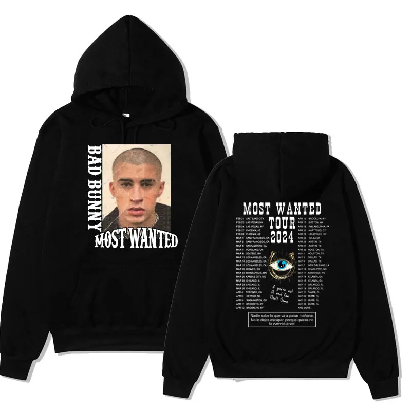Rapper MOST WANTED TOUR 2024 Bad Bunny Graphic Print Hoodies Men Women s Oversized Streetwear Long - Bad Bunny Store